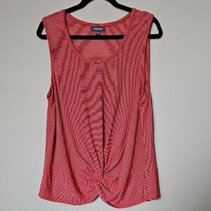 Modcloth Feminine Summer Red And White Sleeveless Tie Front Tank Top 1X